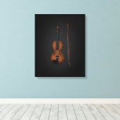 Violin & Bow Side-by-side op 16x zwart canvas Afdruk (Insitu (Houten vloer))