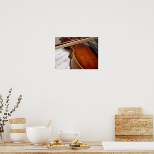 Violin Bow & vel Muziek Foto Poster (Keuken)
