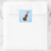 Violin & bow vierkante sticker (Tas)