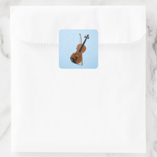Violin & bow vierkante sticker (Tas)