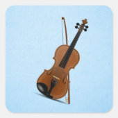 Violin & bow vierkante sticker (Voorkant)