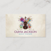 Violin Butterfly - kleurrijke Waterverf Visitekaartje (Voorkant)