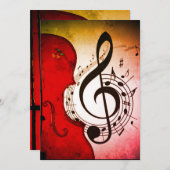 VIOLIN/CELLO ROCKABILLY INVITATION CARDS KAART (Voorkant / Achterkant)