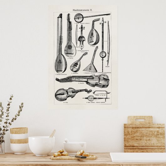 Violin Cello String Musical Instruments Poster (Keuken)