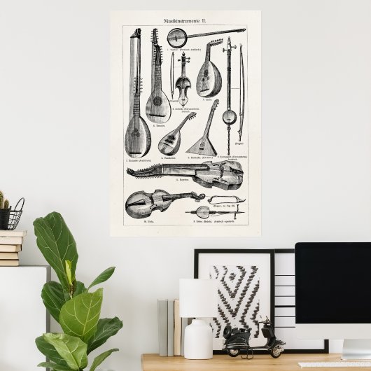  Violin Cello String Musical Instruments Poster (Thuiskantoor)