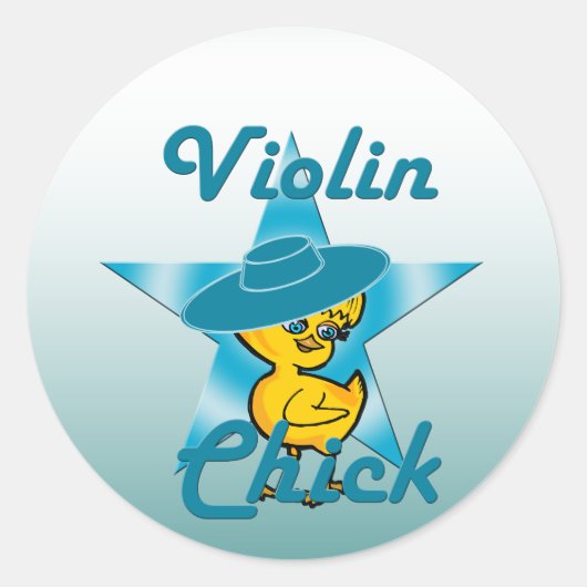 Violin Chick #7 Ronde Sticker (Voorkant)