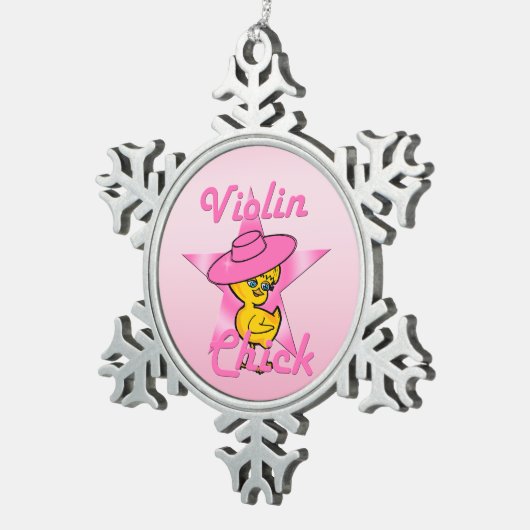 Violin Chick #8 Tin Sneeuwvlok Ornament (Rechts)