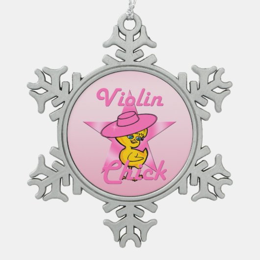 Violin Chick #8 Tin Sneeuwvlok Ornament (Voorkant)