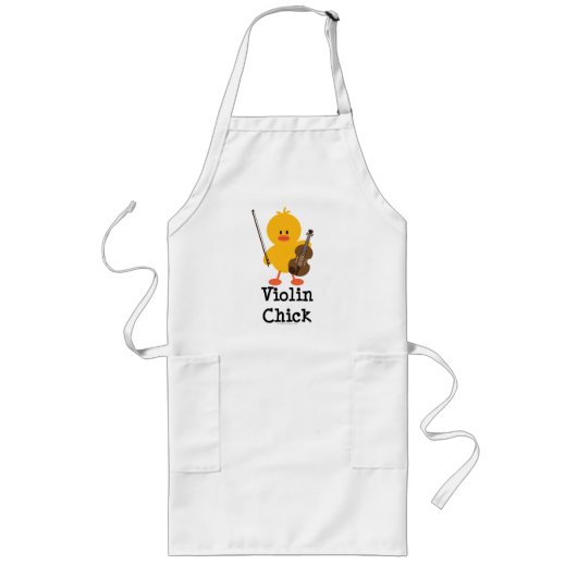 Violin Chick Apron Lang Schort (Voorkant)