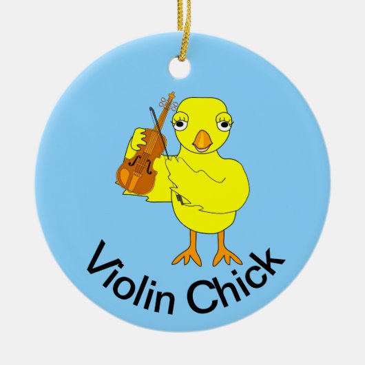 Violin Chick Keramisch Ornament (Voorkant)