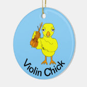 Violin Chick Keramisch Ornament (Links)