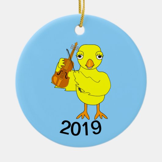 Violin Chick Keramisch Ornament (Voorkant)