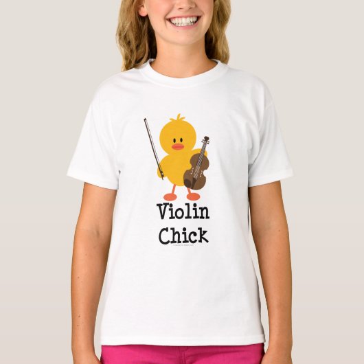 Violin Chick Kinder Ringer T-shirt (Voorkant)