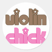 Violin Chick Ronde Sticker (Voorkant)