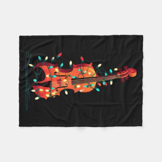 Violin Christmas Graphics Lights Lover Player Viol Fleece Deken (Voorkant (Horizontaal))