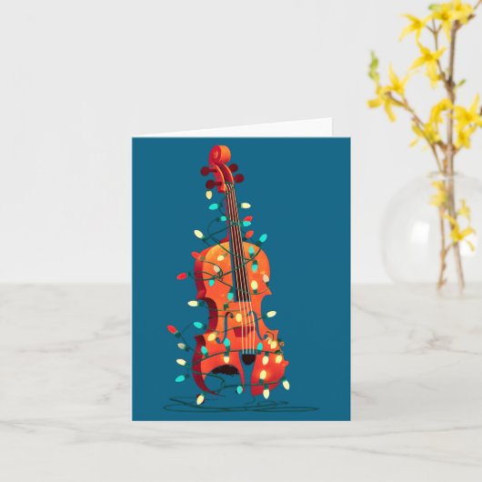 Violin Christmas Graphics Lights Lover Player Viol Kaart (Gele Bloem)