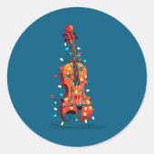 Violin Christmas Graphics Lights Lover Player Viol Ronde Sticker (Voorkant)