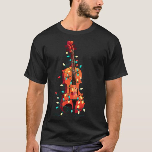 Violin Christmas Graphics Lights Lover Player Viol T-shirt (Voorkant)