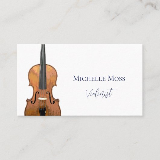 Violin Classical Music Elegant Blue Visitekaartje (Voorkant)