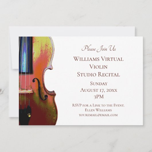 Violin Classical Music Overweging Elegant Red Kaart (Voorkant)