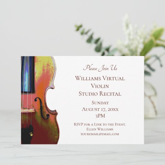 Violin Classical Music Overweging Elegant Red Kaart (Staand voorkant)