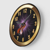 Violin~Classy Black Gold & Paarse Glow Background~ Grote Klok (Hoek)