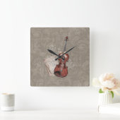 Violin Clock Music Home Decor Vierkante Klok (Huis)