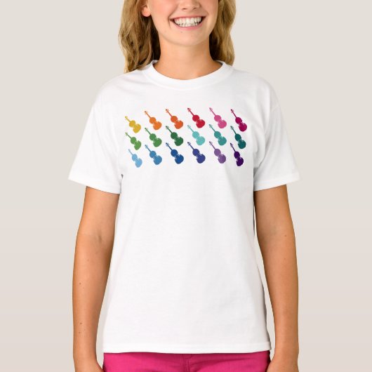 Violin Colorful Fun Array Music T-shirt (Voorkant)