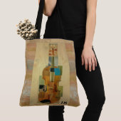 Violin Composition Wood Grain Effect met Initiaal Tote Bag (Dichtbij)