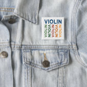 Violin Cute Colorful Vierkante Button 5,1 Cm (In situ)