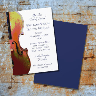 Violin Elegant Music Overweging Blue Invitation Kaart