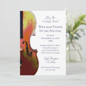 Violin Elegant Music Overweging Blue Invitation Kaart (Staand voorkant)