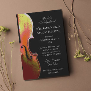 Violin Elegant Music Recital Black White Kaart