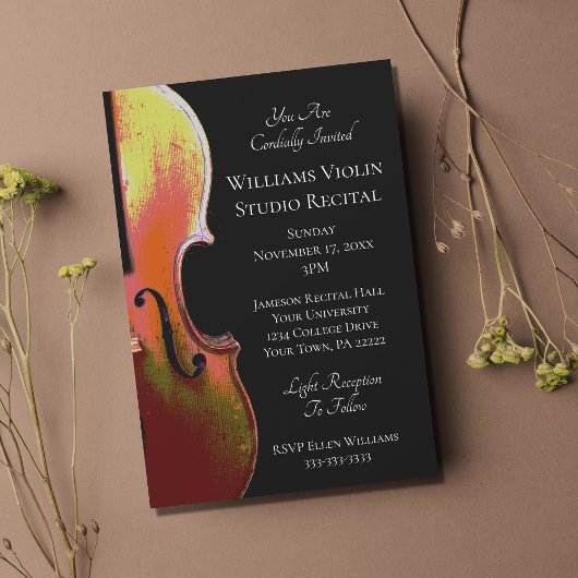 Violin Elegant Music Recital Black White Kaart