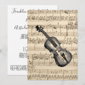 Violin en blad Music Flat Invitation Kaart (Voorkant / Achterkant)