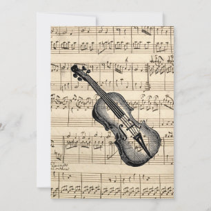 Violin en blad Music Flat Invitation Kaart