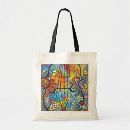 Violin en bloemen tote bag