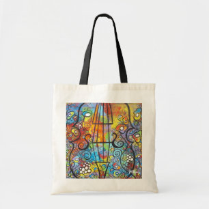 Violin en bloemen tote bag