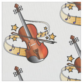 Violin en Bow met noten en sterren Stof