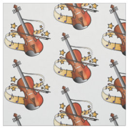 Violin en Bow met noten en sterren Stof