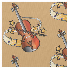 Violin en Bow met noten en sterren Stof