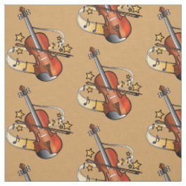 Violin en Bow met noten en sterren Stof