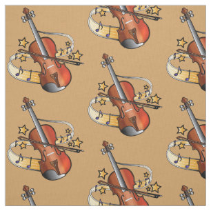 Violin en Bow met noten en sterren Stof
