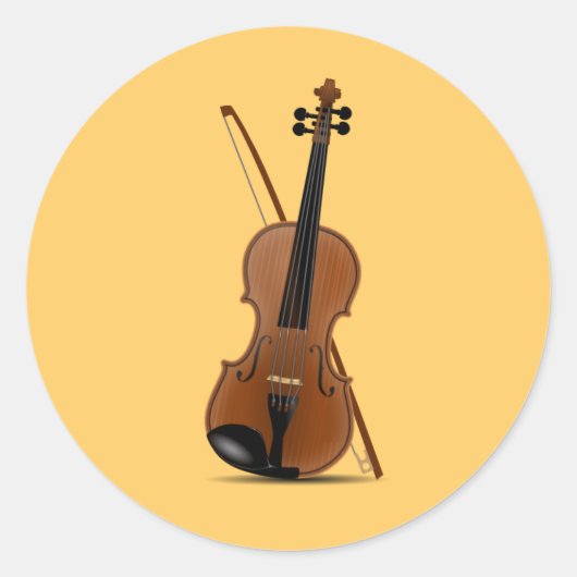Violin en Bow Ronde Sticker (Voorkant)