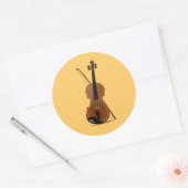 Violin en Bow Ronde Sticker (Envelop)
