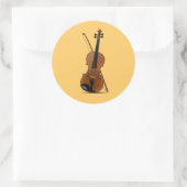 Violin en Bow Ronde Sticker (Tas)