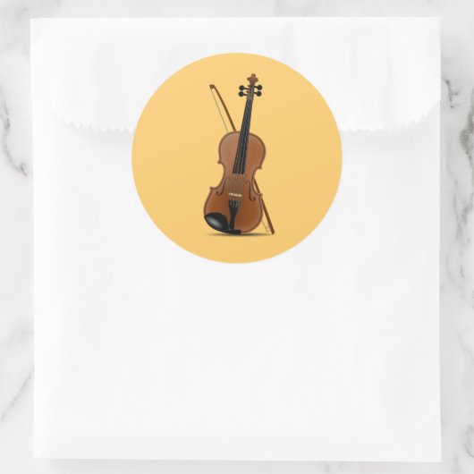 Violin en Bow Ronde Sticker (Tas)
