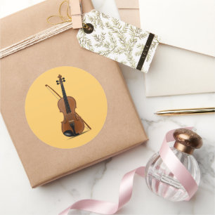 Violin en Bow Ronde Sticker