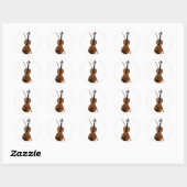 Violin en Bow Ronde Sticker (Vel)