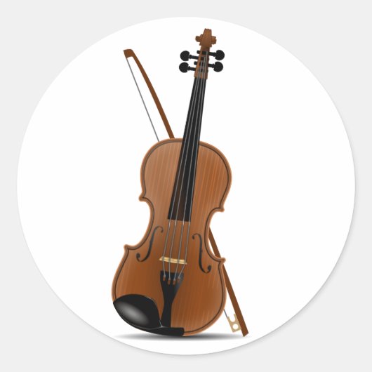 Violin en Bow Ronde Sticker (Voorkant)
